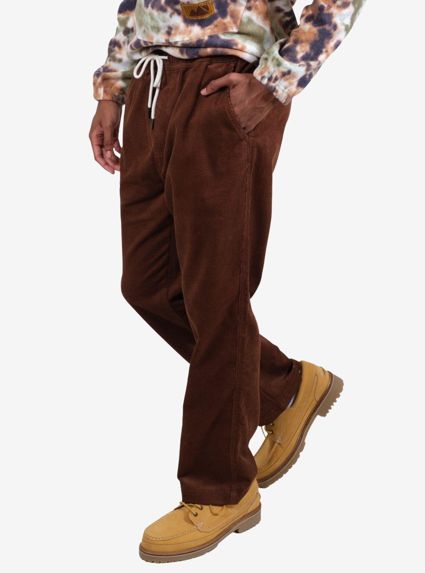 Rust Corduroy E-Waist Pants, BROWN, alternate