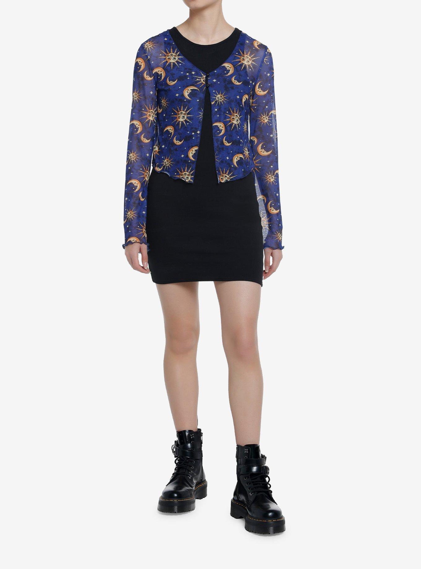 Cosmic Aura Blue Celestial Girls Crop Shrug, CELESTIAL BLUE, alternate