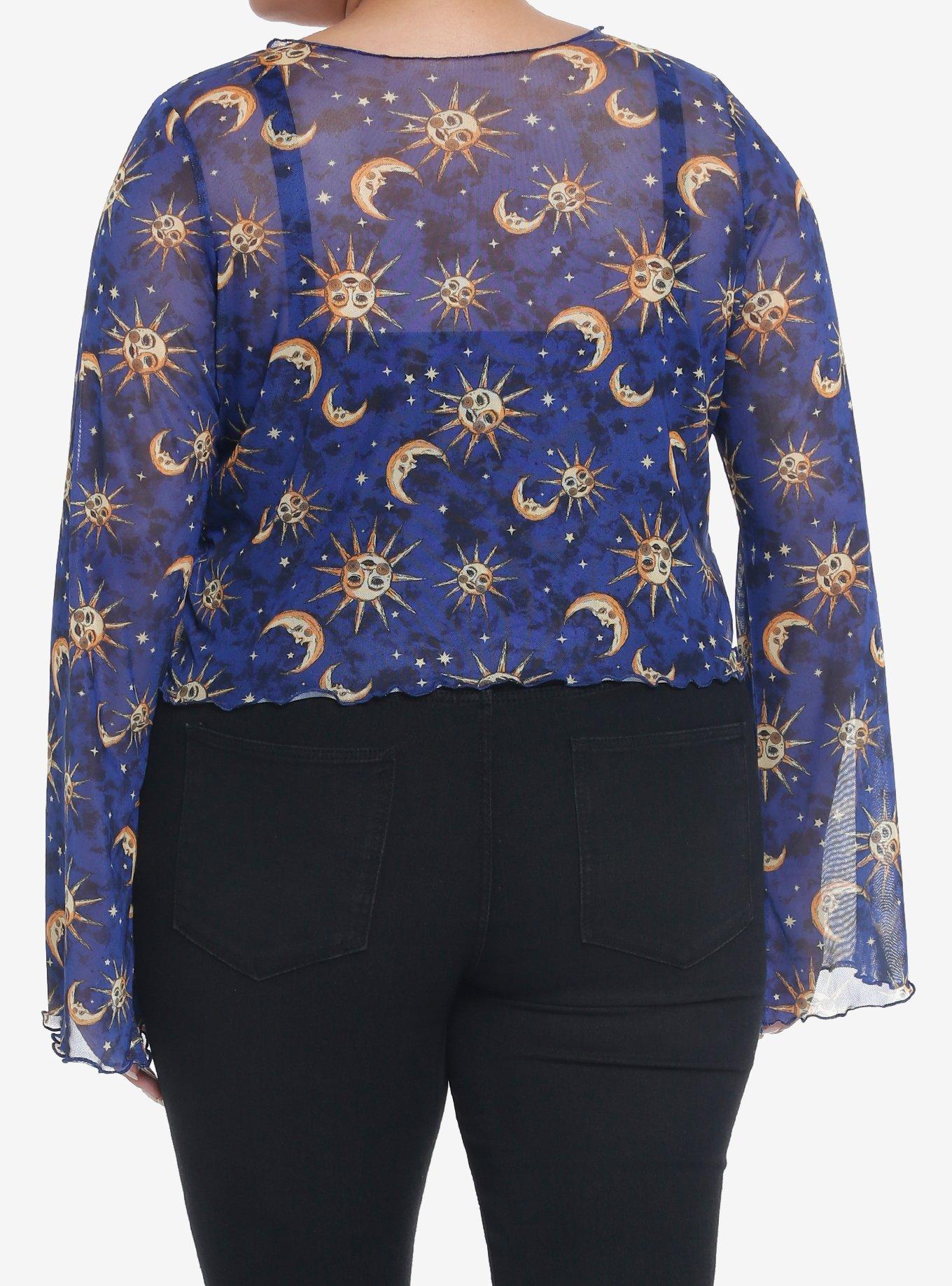 Cosmic Aura Blue Celestial Girls Crop Shrug Plus Size, CELESTIAL BLUE, alternate