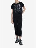 Cosmic Aura Solar System Planets Metallic Print Girls Crop T-Shirt, BLACK, alternate