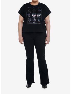 Cosmic Aura Solar System Planets Metallic Print Girls Crop T-Shirt Plus Size, , hi-res