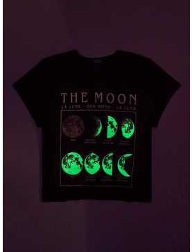 Cosmic Aura Moon Phases Glow-In-The-Dark Girls Crop T-Shirt Plus Size, , hi-res