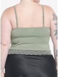 Thorn & Fable Green Butterfly Lace Crop Girls Tank Top Plus Size, FOREST GREEN, alternate
