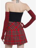 Red & Black Tube Top With Stripe Arm Warmers, STRIPE - RED, alternate