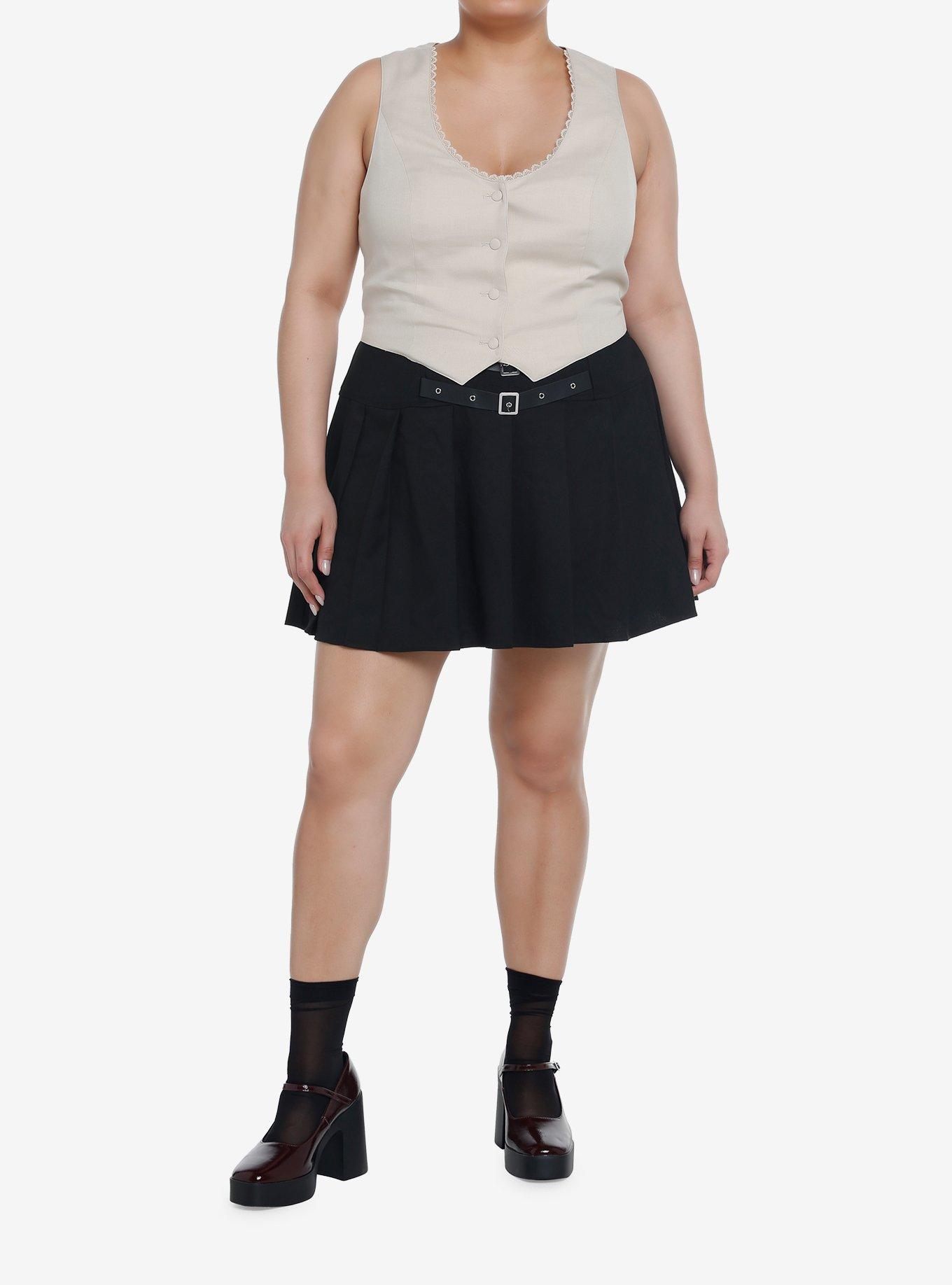 Thorn & Fable Beige Button Front Girls Vest Plus Size, , hi-res