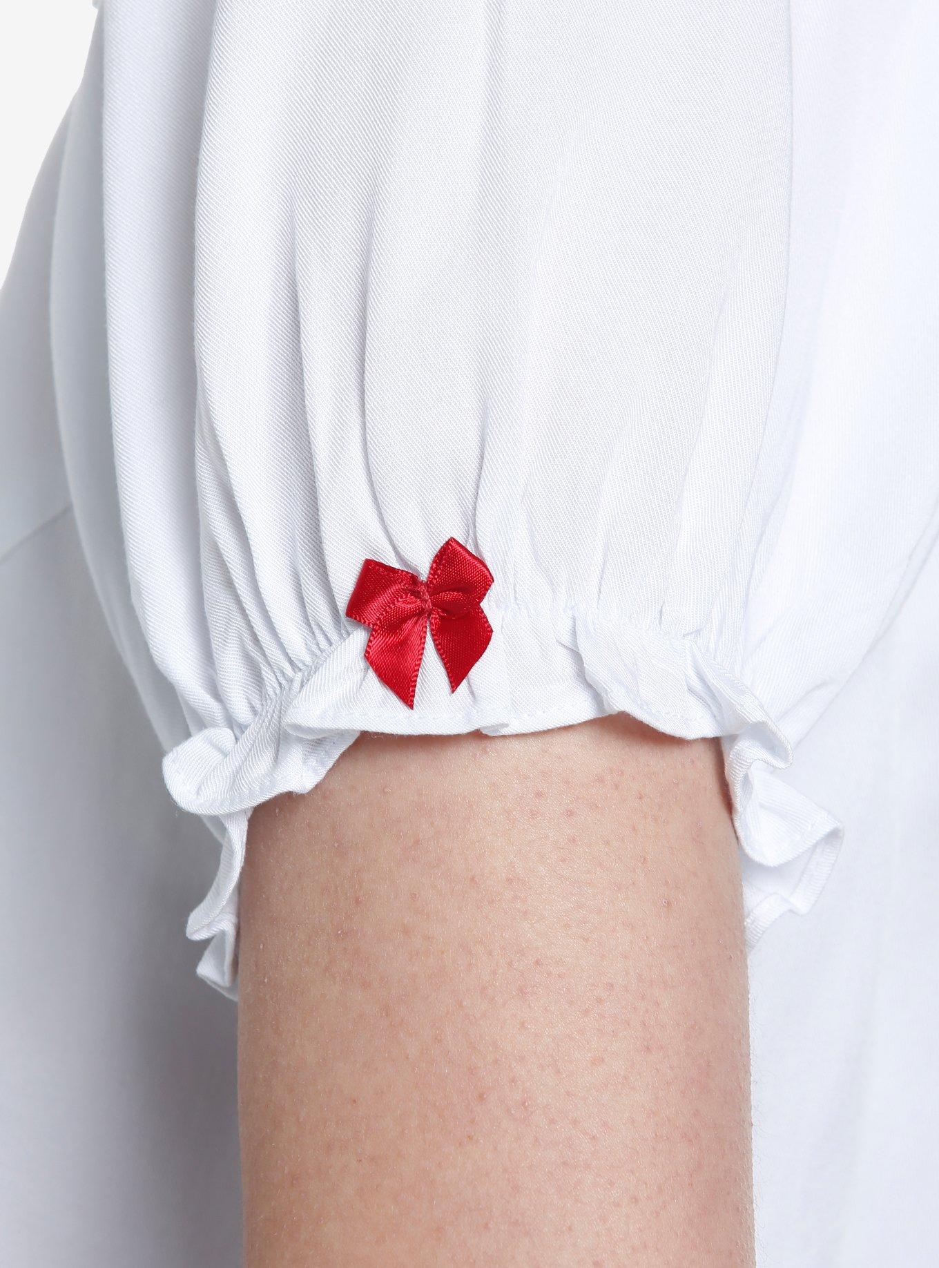 Strawberry Peter Pan Collar Girls Woven Button-Up, WHITE, alternate