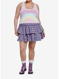 Sweet Society Pastel Rainbow Fuzzy Knit Crop Girls Tank Top Plus Size, PINK, alternate