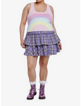 Sweet Society Pastel Rainbow Fuzzy Knit Crop Girls Tank Top Plus Size, , hi-res