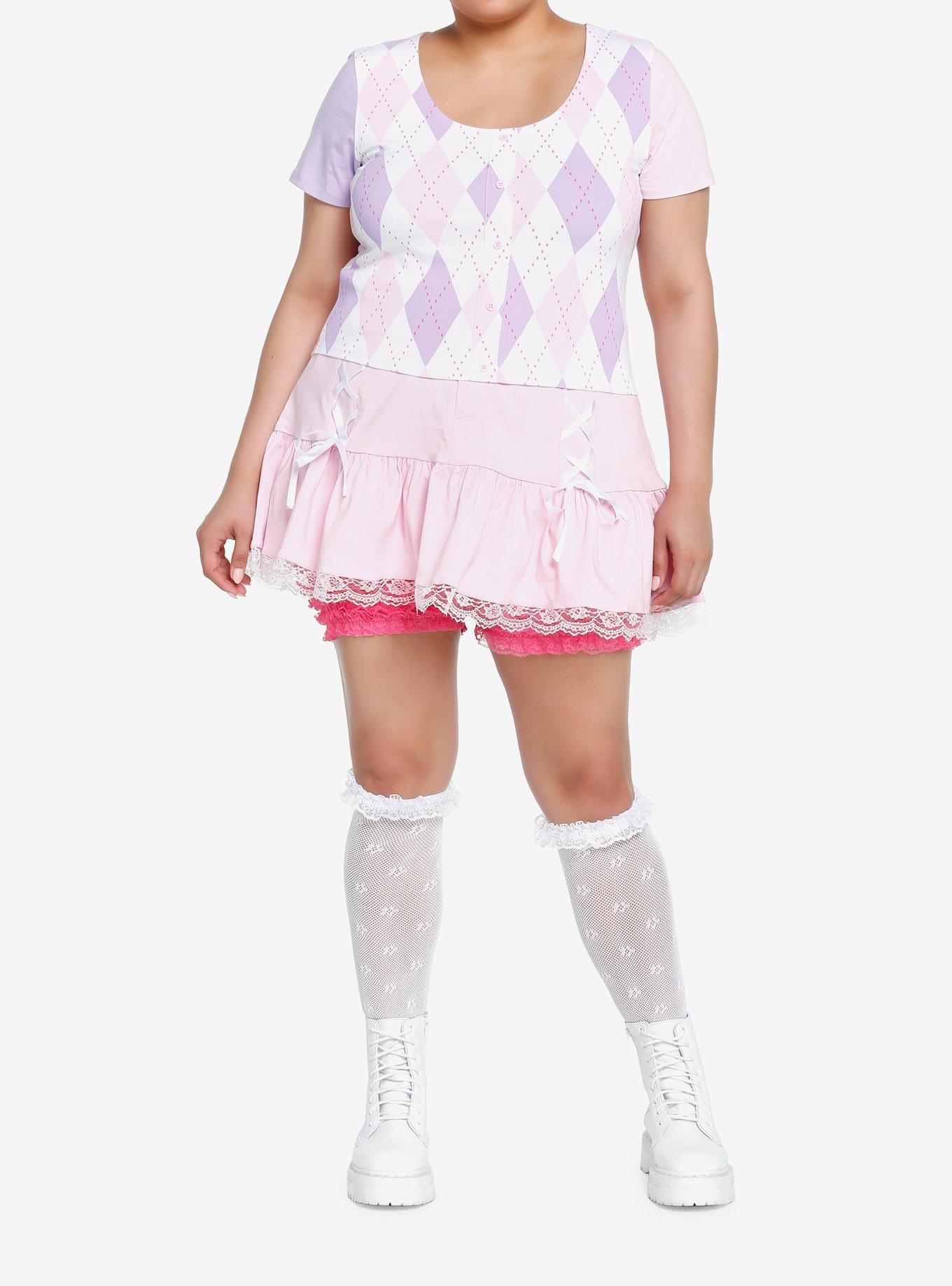 Sweet Society Pastel Argyle Girls Crop Top Plus Size, MULTI, alternate