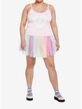 Pastel Rainbow Heart Lace Trim Girls Cami Plus Size, PINK, alternate