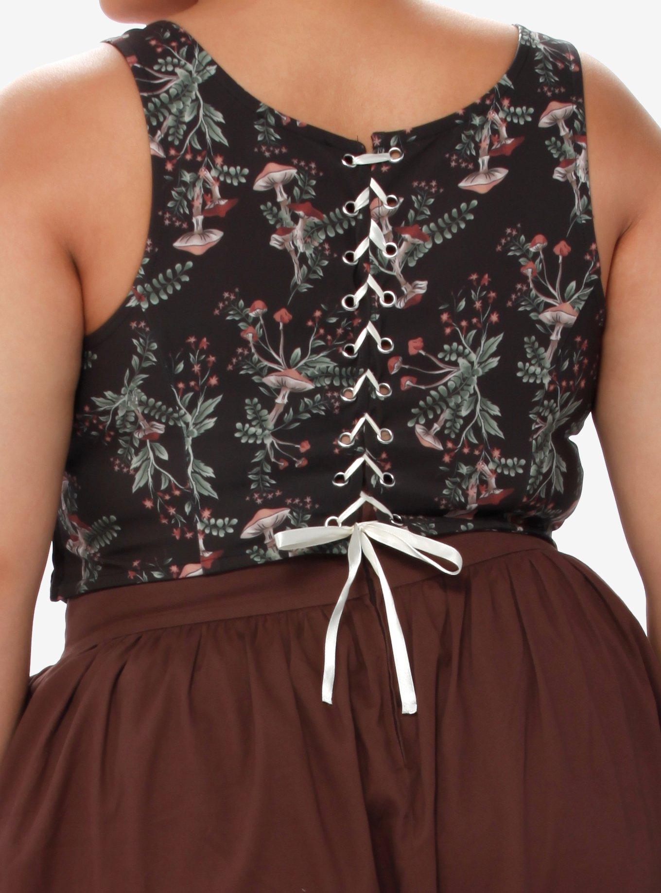 Thorn & Fable Mushroom Girls Corset Top Plus Size, MULTI, alternate