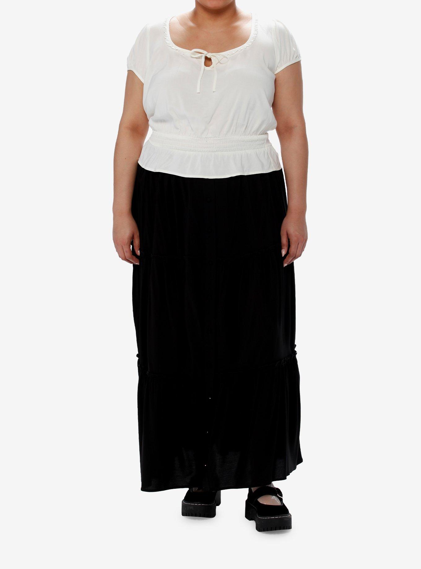 Thorn & Fable Ivory Smock Girls Crop Top Plus Size, IVORY, alternate