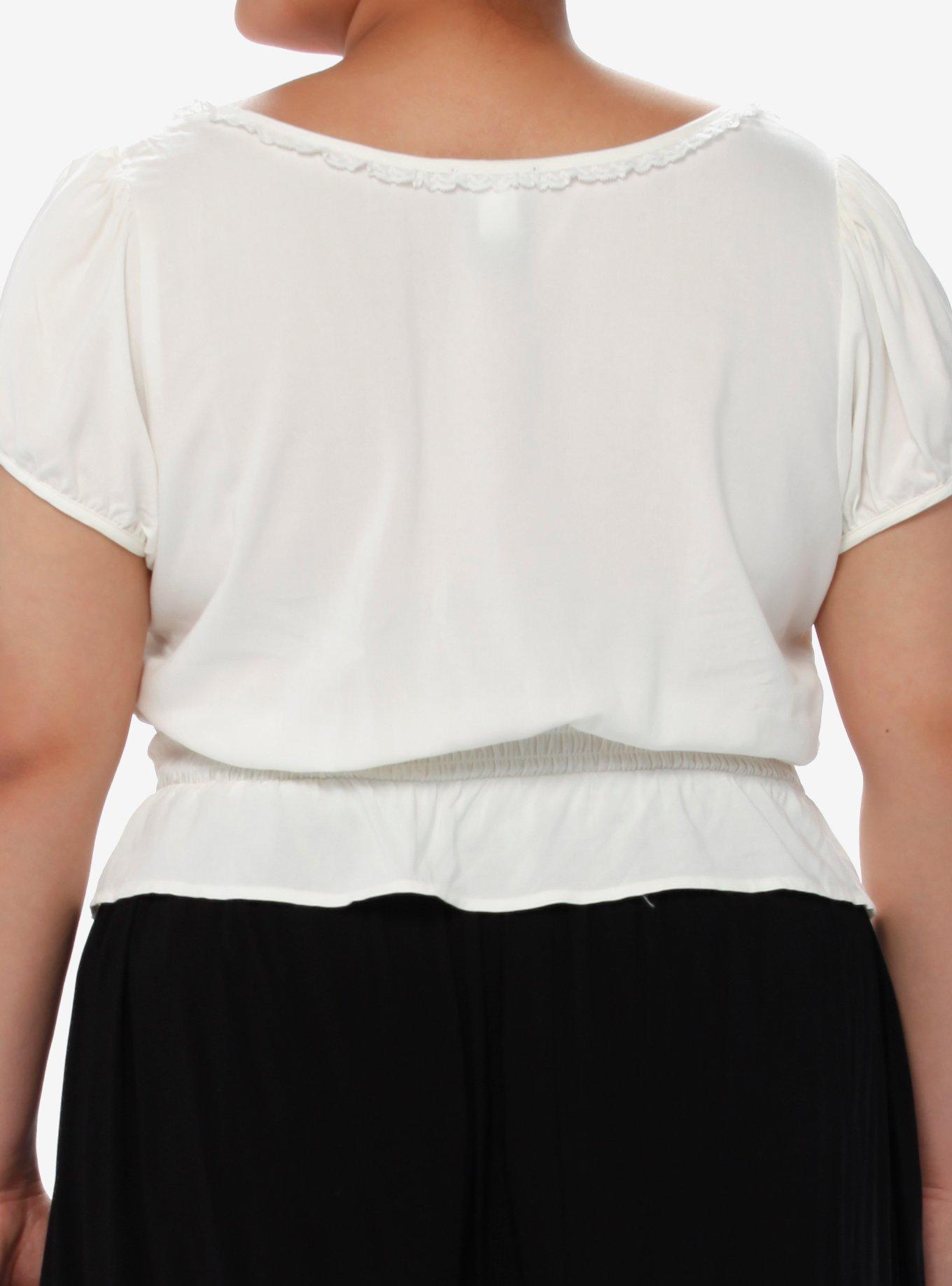 Thorn & Fable Ivory Smock Girls Crop Top Plus Size, IVORY, alternate
