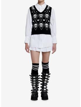 Social Collision Skull Heart Knit Girls Sweater Vest, , hi-res