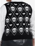 Social Collision Skull Heart Knit Girls Sweater Vest Plus Size, BLACK, alternate