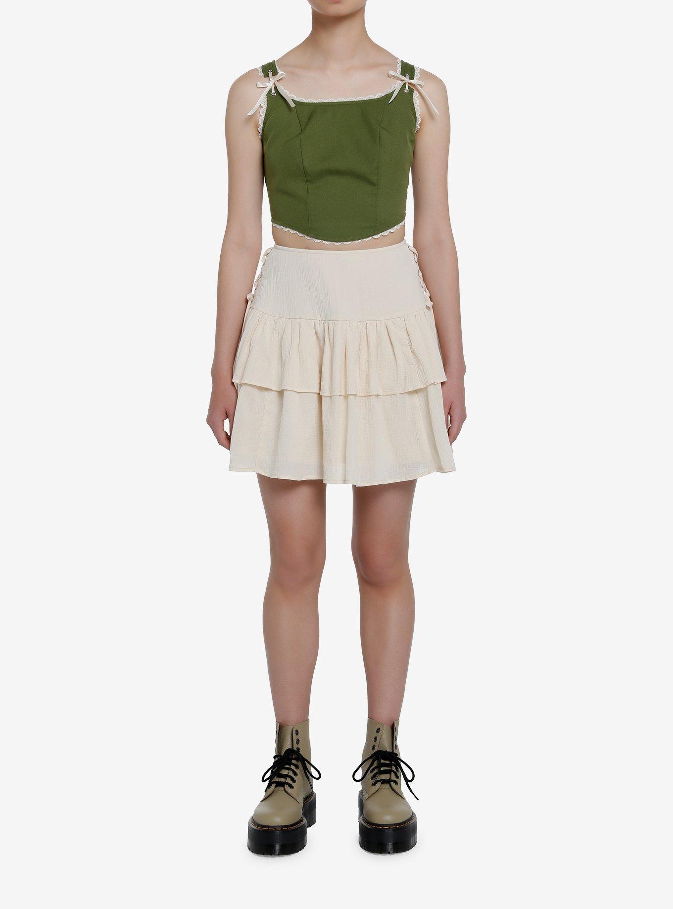 Thorn & Fable Green Girls Crop Corset, FOREST GREEN, alternate