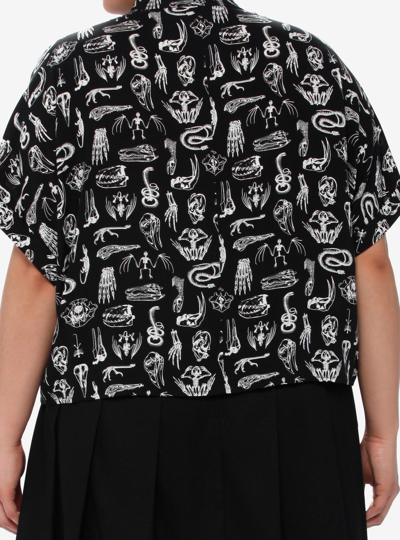 Social Collision Animal Anatomy Girls Boxy Woven Button-Up Plus Size, BLACK, alternate