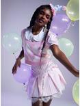 Sweet Society Pink & White Pinstripe Bib Girls Woven Button-Up, MULTI, alternate
