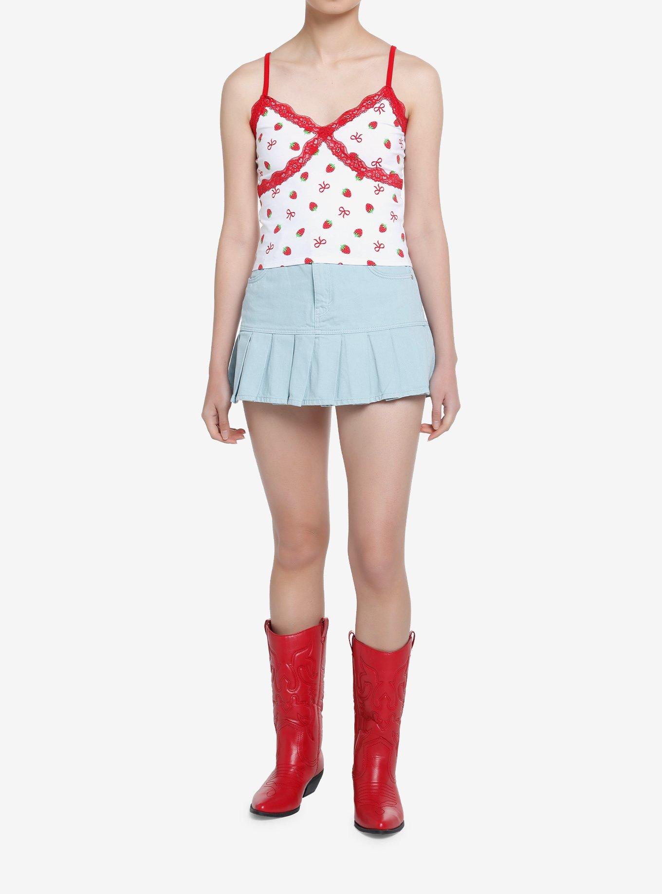 Sweet Society Strawberry Red Lace Girls Crop Tank Top, , hi-res