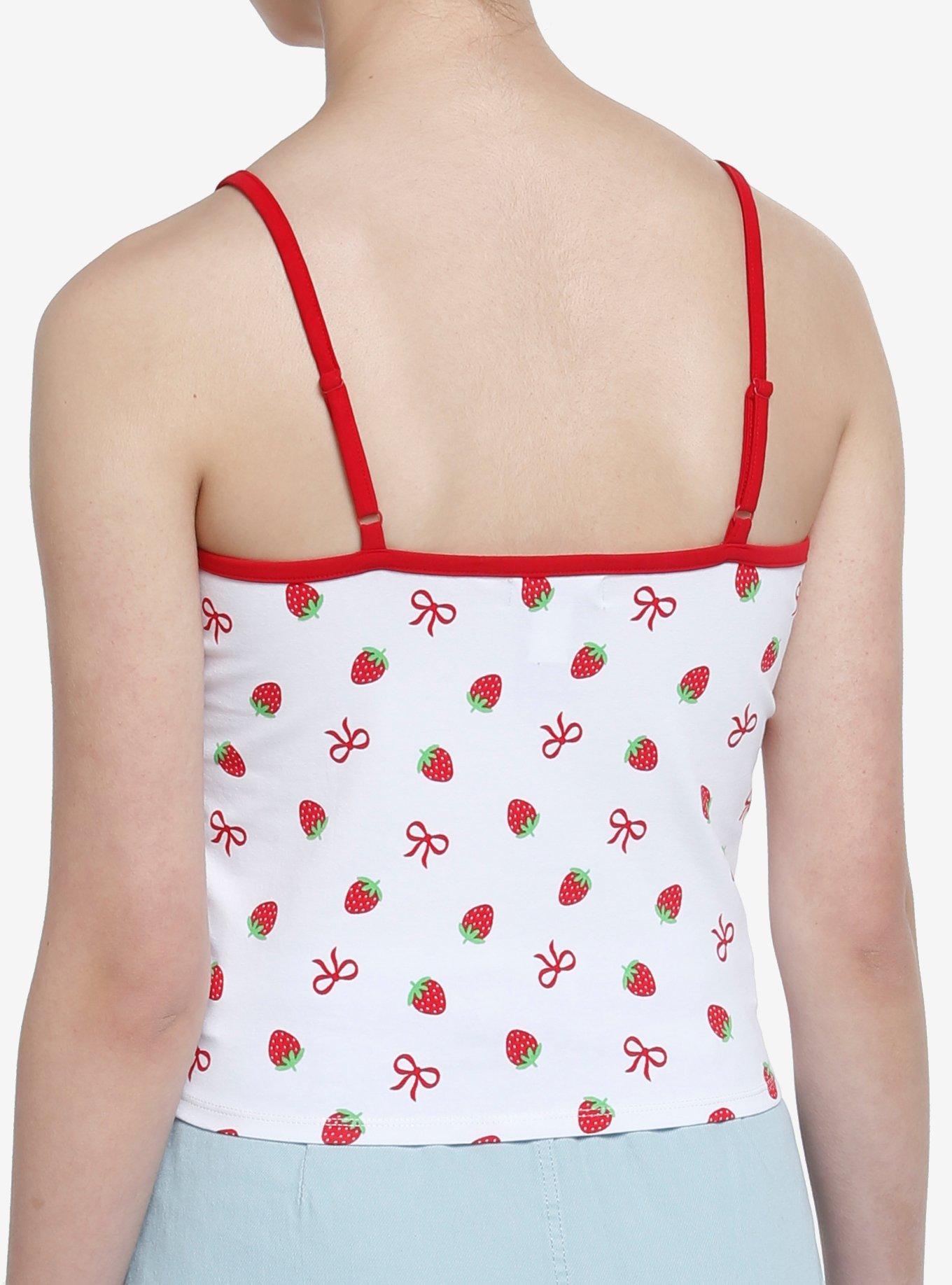 Sweet Society Strawberry Red Lace Girls Crop Tank Top, MULTI, alternate