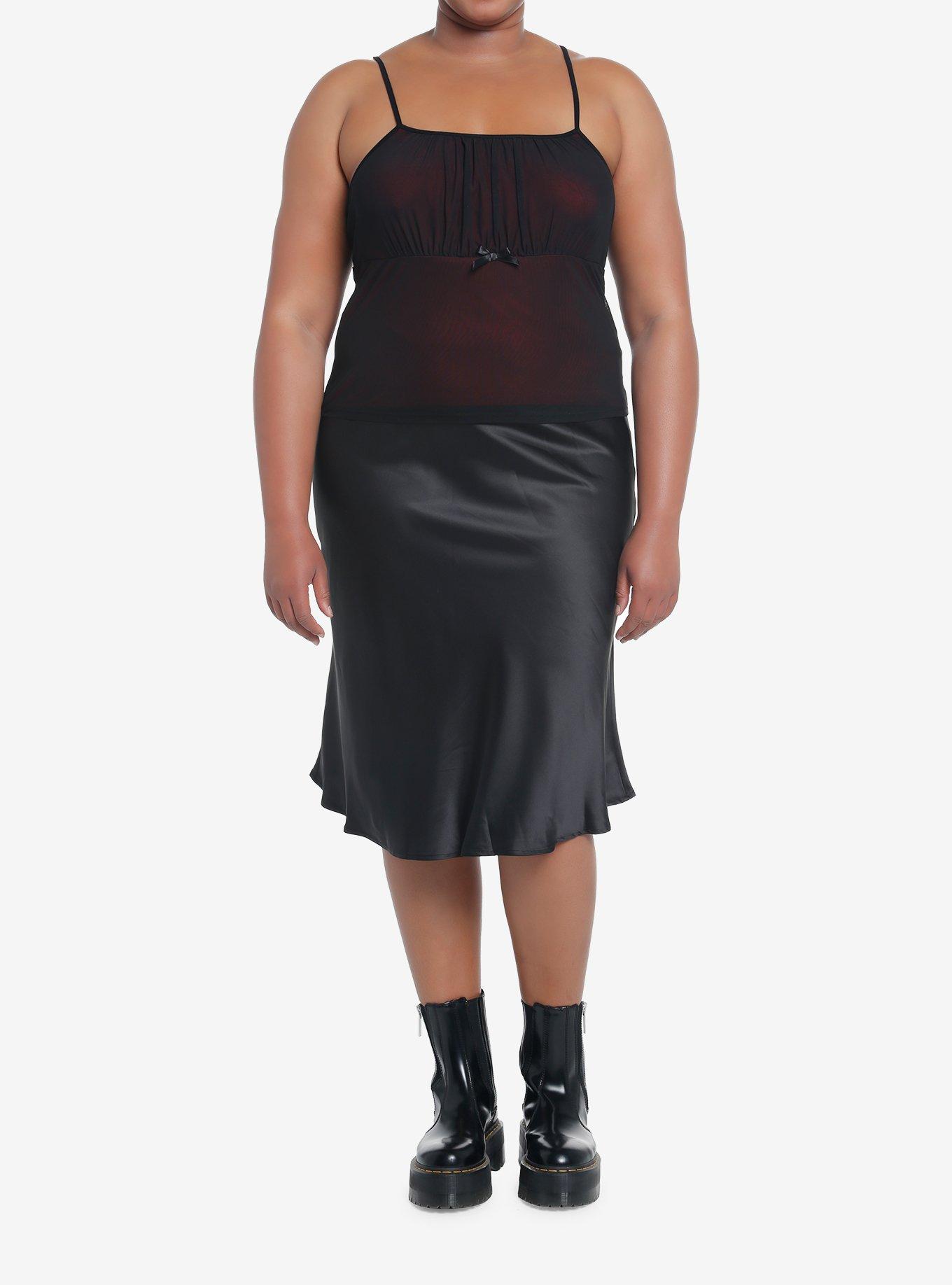 Social Collision Red & Black Mesh Girls Cami Plus Size, , hi-res