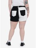 Disney Mickey Mouse Color Block Mom Shorts Plus Size, BLACK  WHITE, alternate