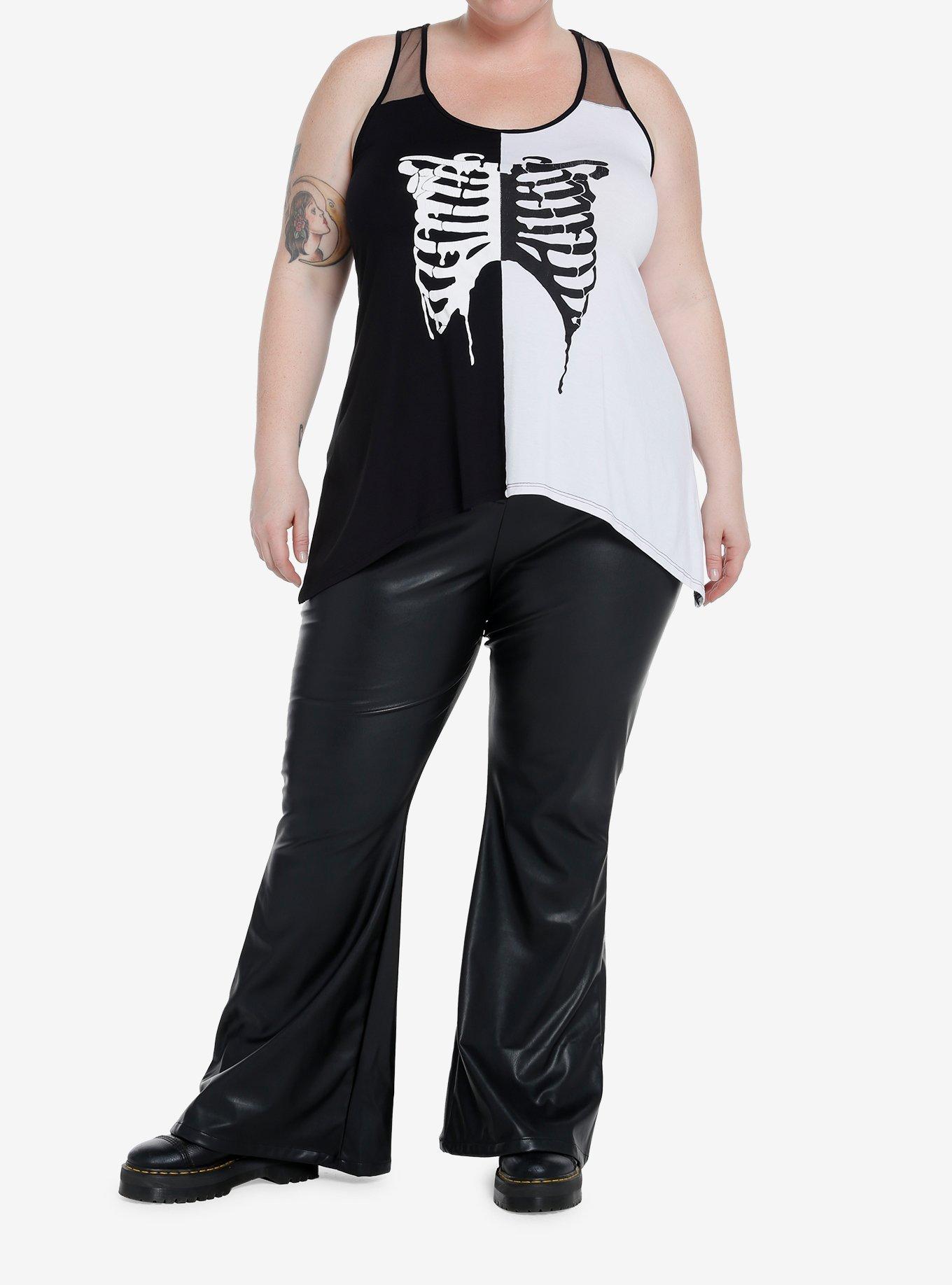 Rib Cage Split Shark Bite Girls Tank Top Plus Size, WHITE, alternate