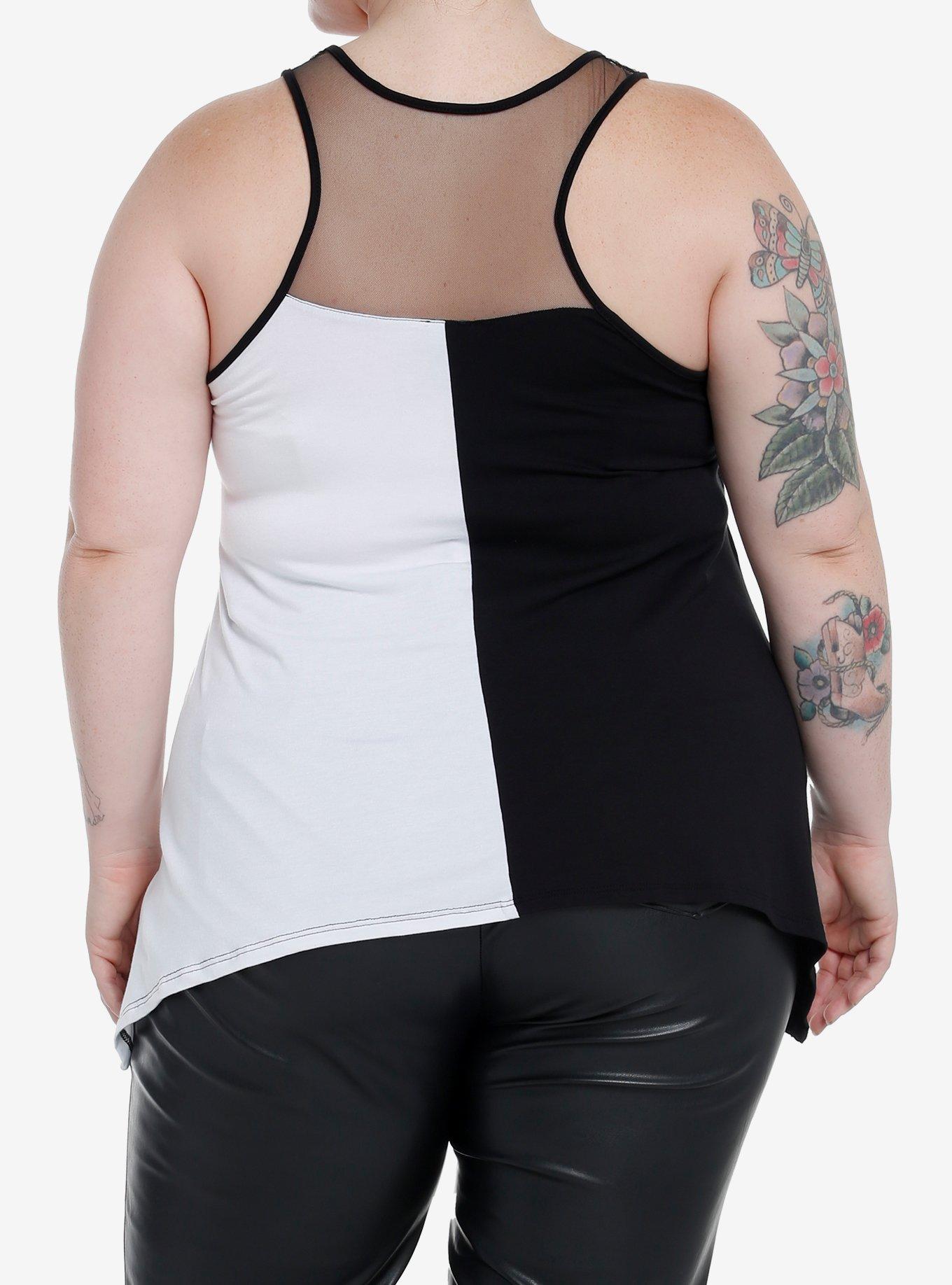 Rib Cage Split Shark Bite Girls Tank Top Plus Size, WHITE, alternate