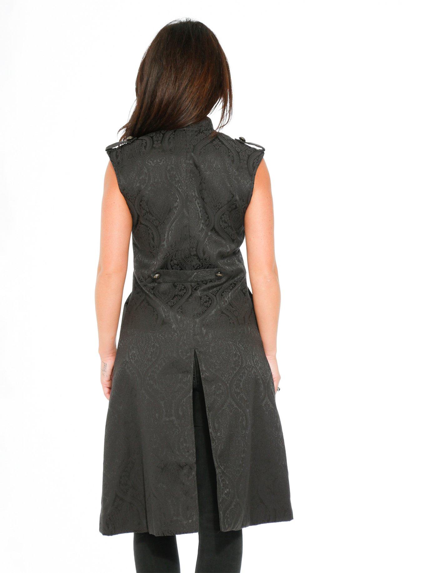 Black Brocade Vest, , hi-res