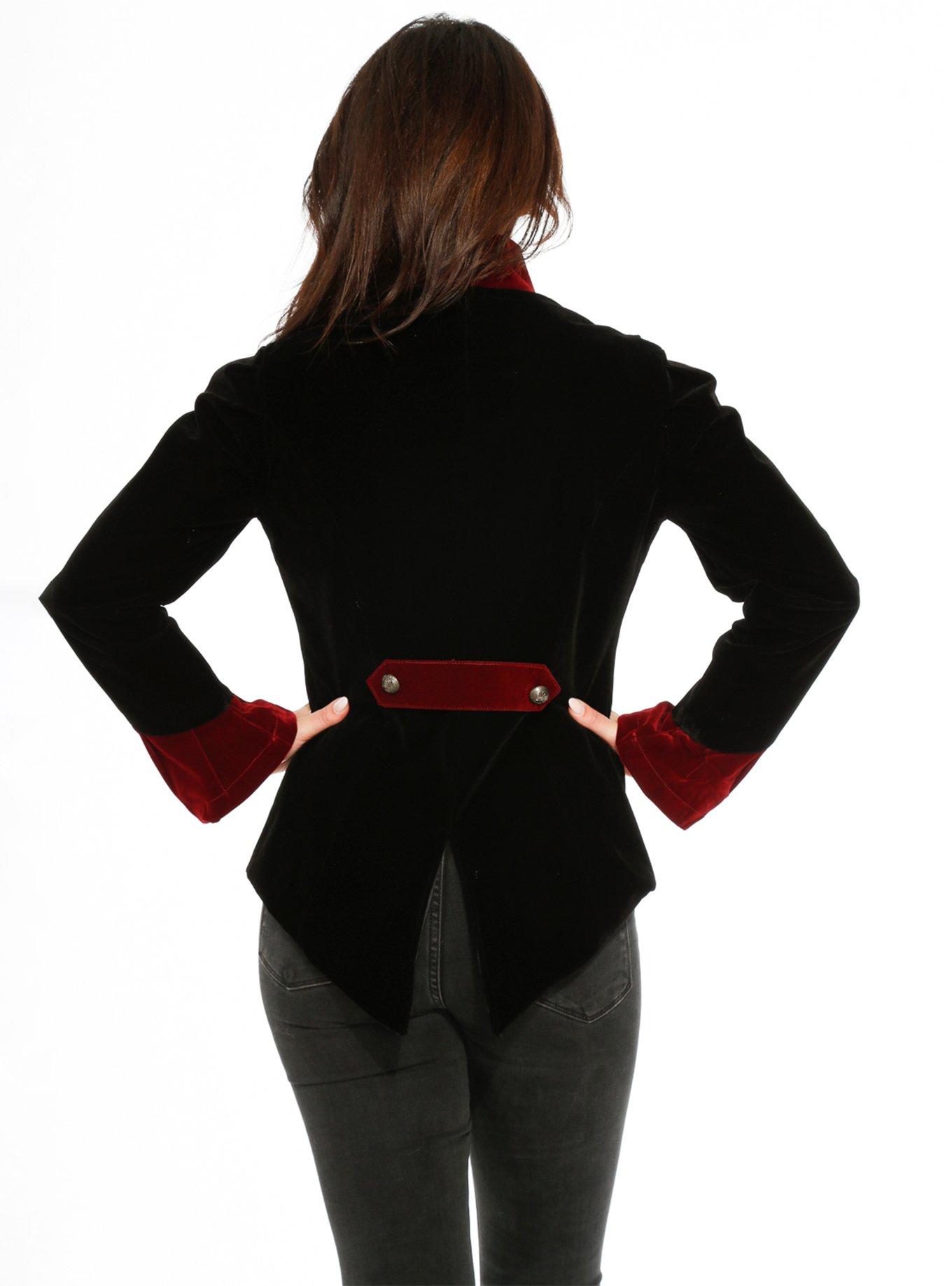 Black and Red Military Velvet Jacket, , hi-res