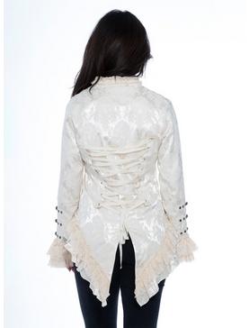 Off-white Brocade Tailed Jacket, , hi-res