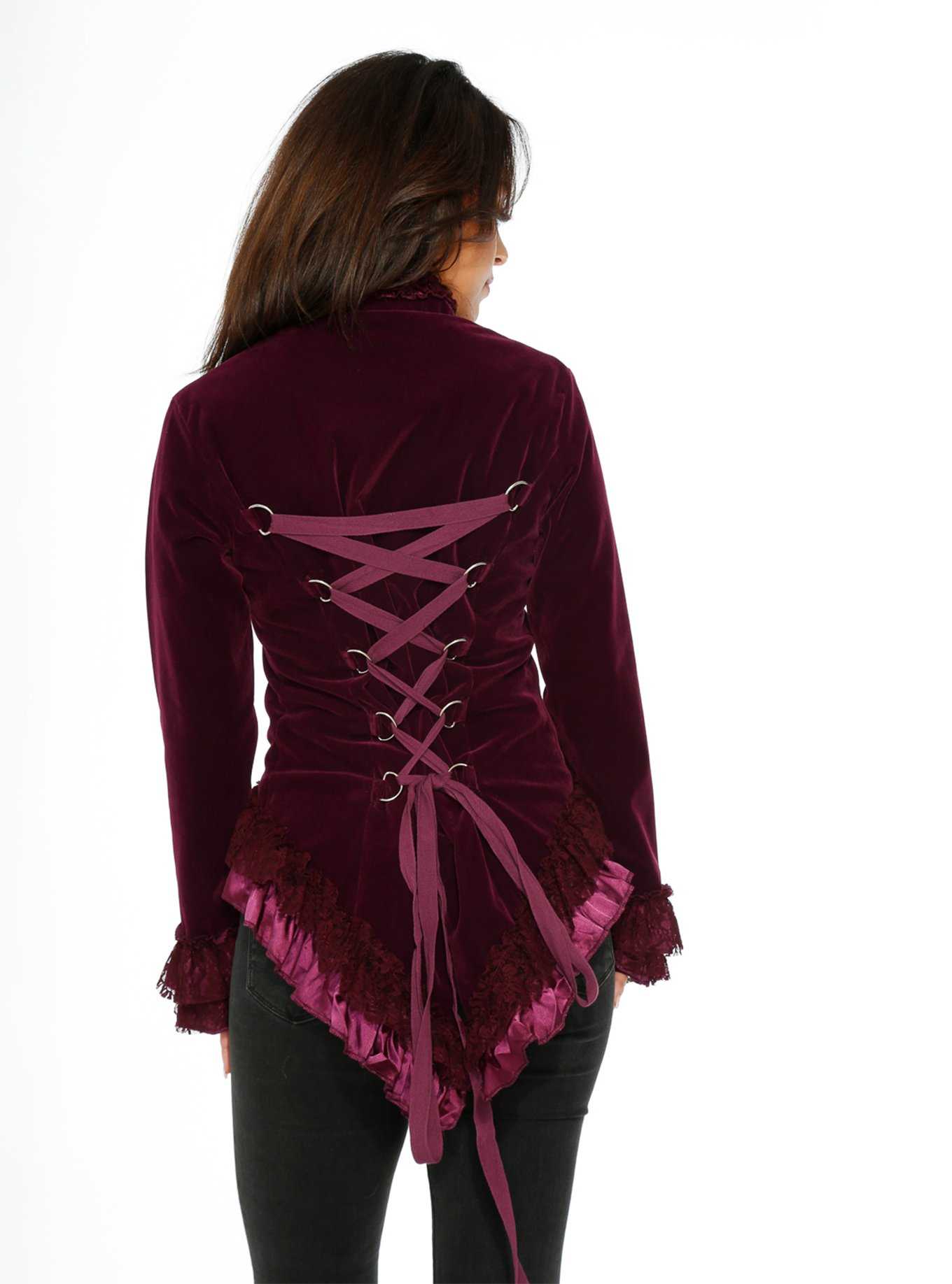 Purple Velvet Tailed Jacket, , hi-res