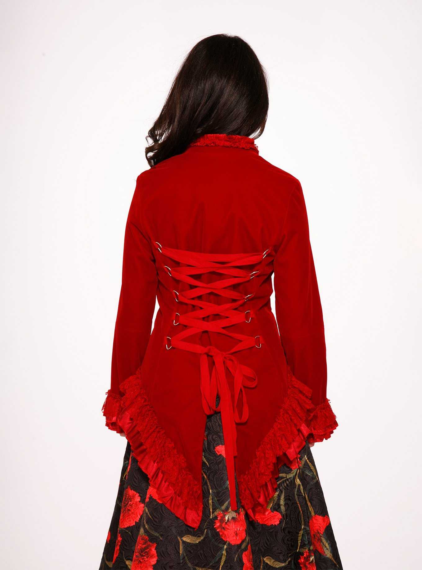 Red Velvet Tailed Jacket, , hi-res