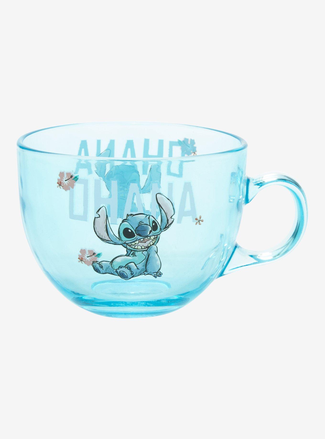 Disney Lilo & Stitch Ohana Blue Glass Mug, , alternate