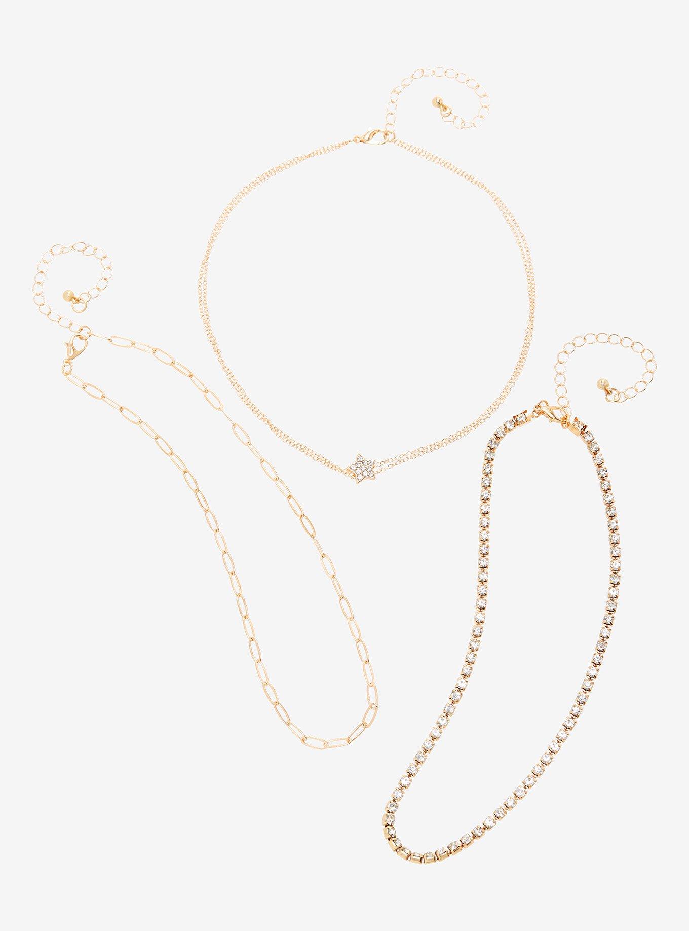 Simple Gold Bling Choker Set, , alternate