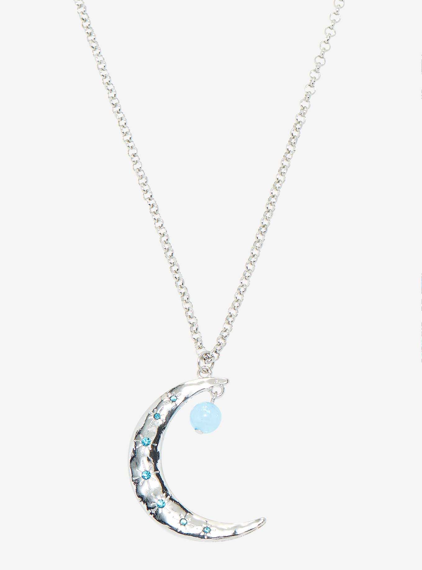 Blue Gem Moon Necklace Set, , hi-res