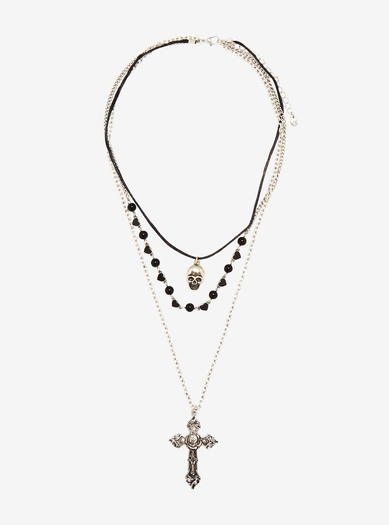 Skull Cross Necklace Set, , alternate
