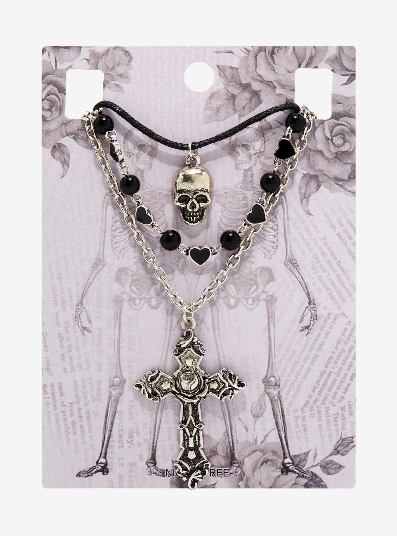 Skull Cross Necklace Set, , alternate