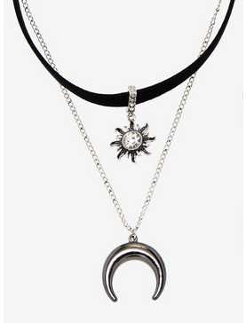 Sun & Moon Choker Layered Necklace Set, , hi-res