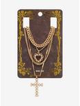 Gold Ornate Heart Cross Necklace Set, , alternate