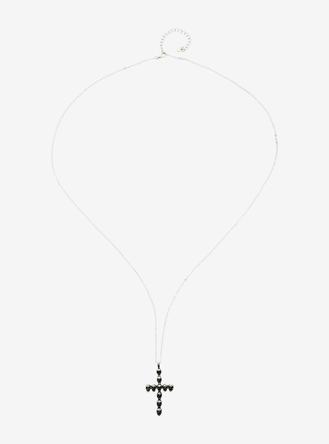 Social Collision Skull Cross Necklace, , alternate