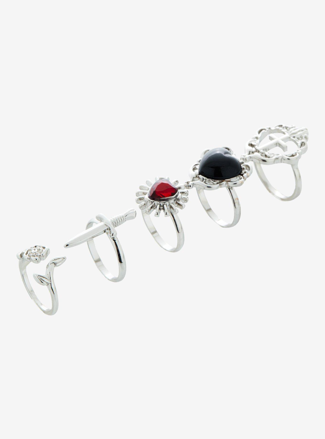 Thorn & Fable Heart Cross Ring Set, , hi-res