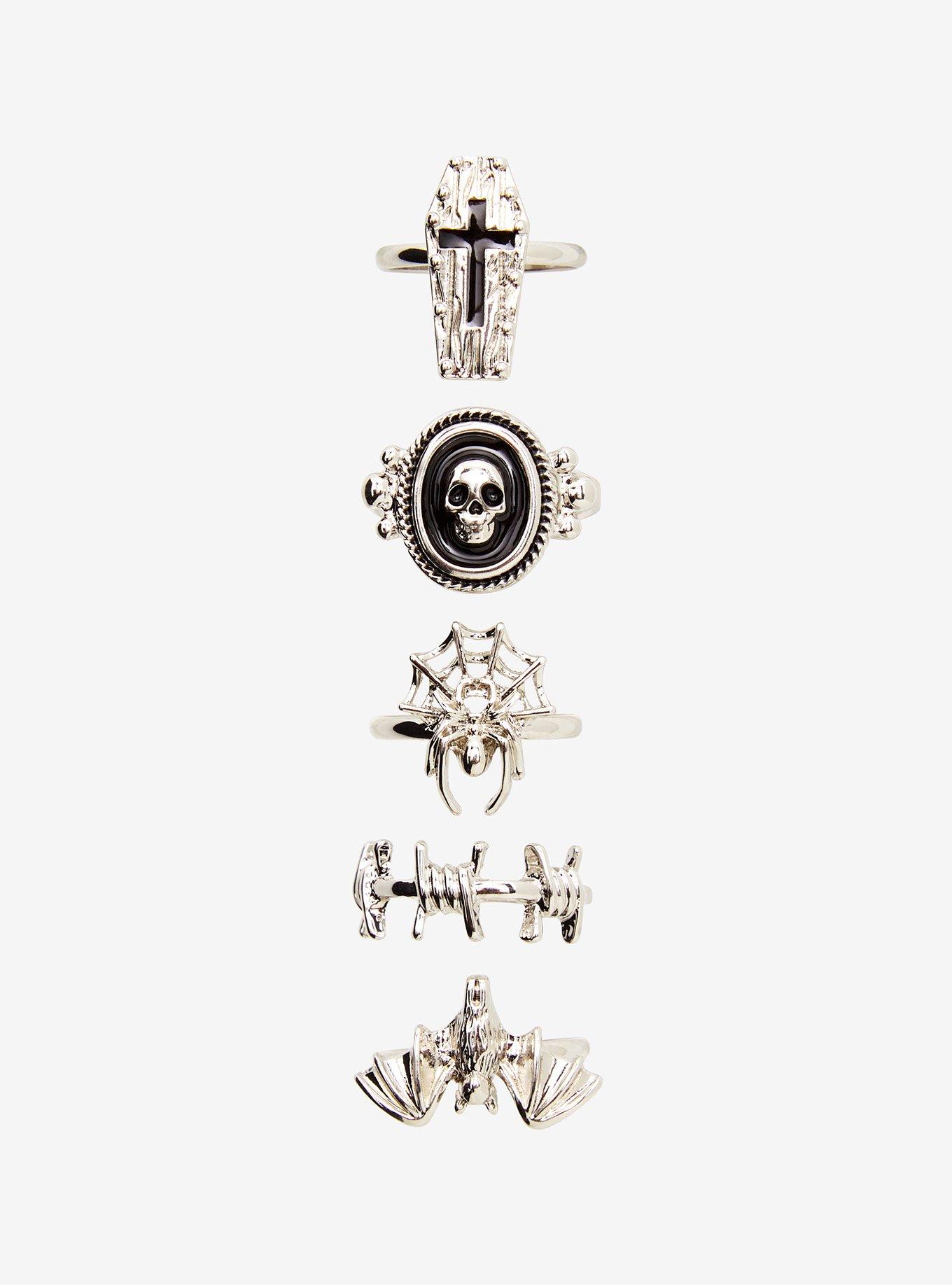 Skull Coffin Bat Ring Set, , alternate