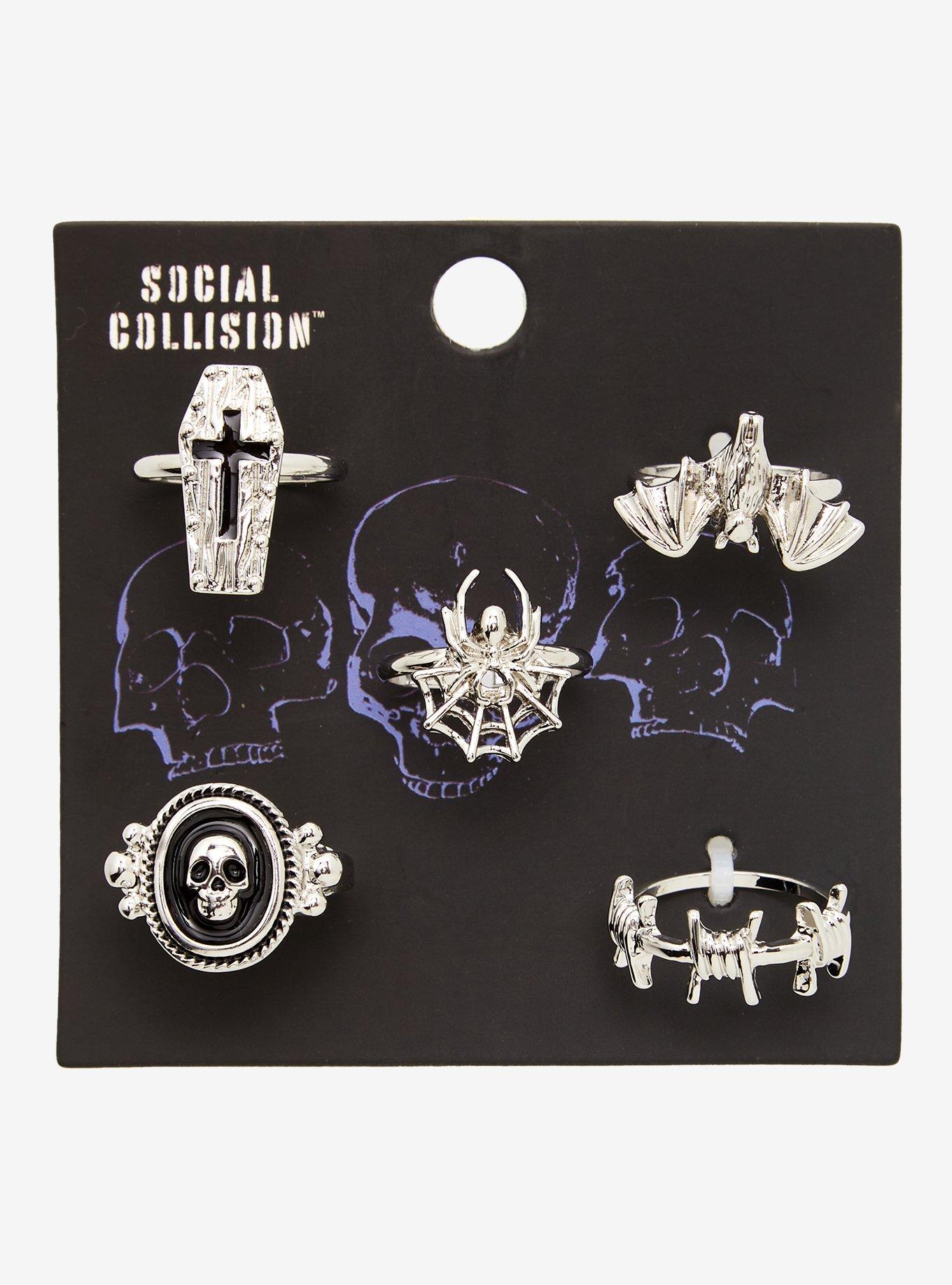 Skull Coffin Bat Ring Set, , alternate