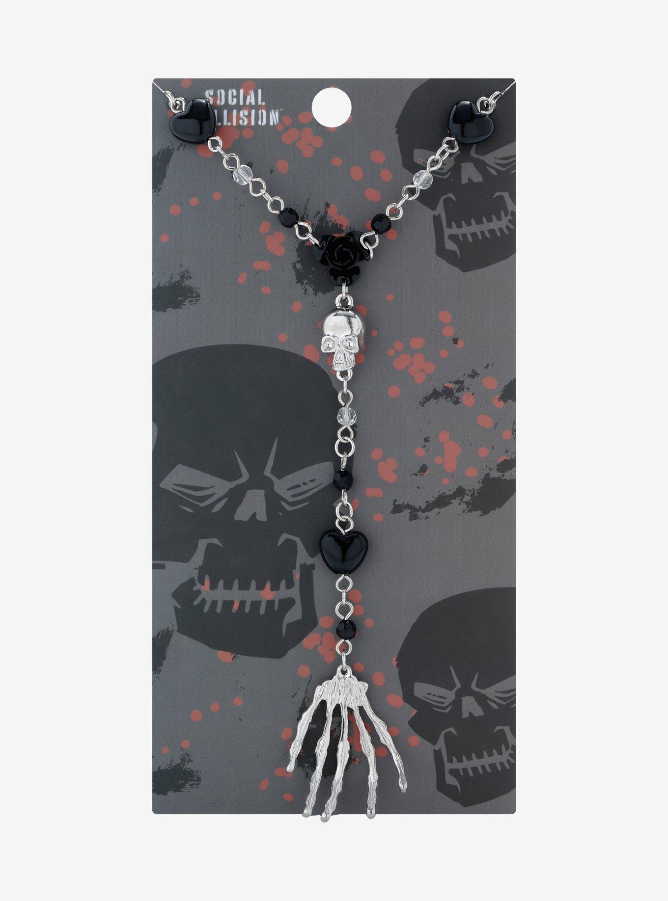 Skeleton Hand Rosary Necklace, , alternate