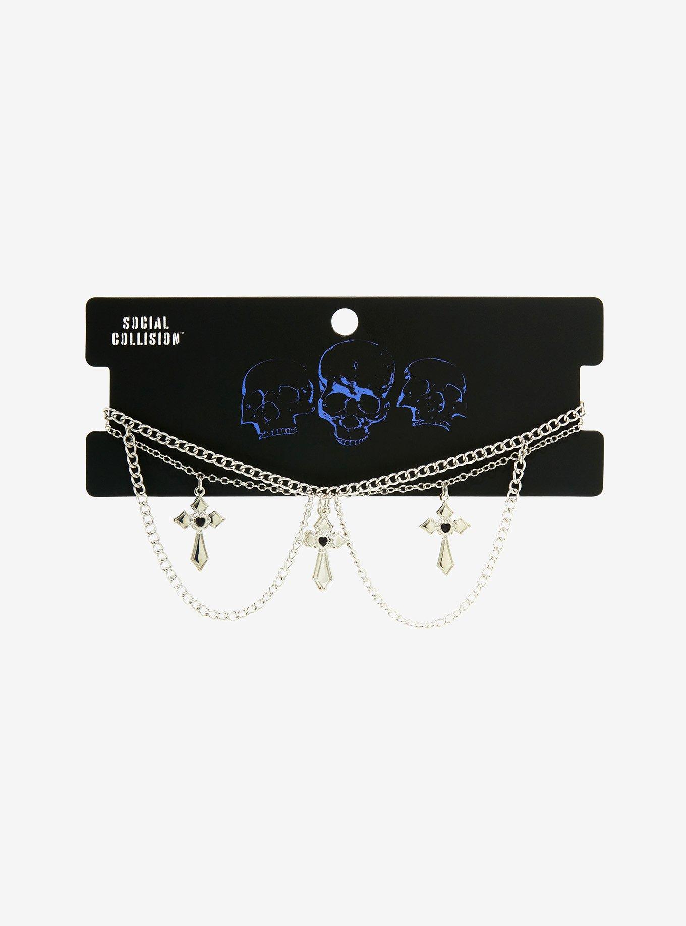 Social Collision Gothic Cross Tiered Necklace, , alternate - view 2
