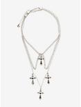 Social Collision Gothic Cross Tiered Necklace, , alternate