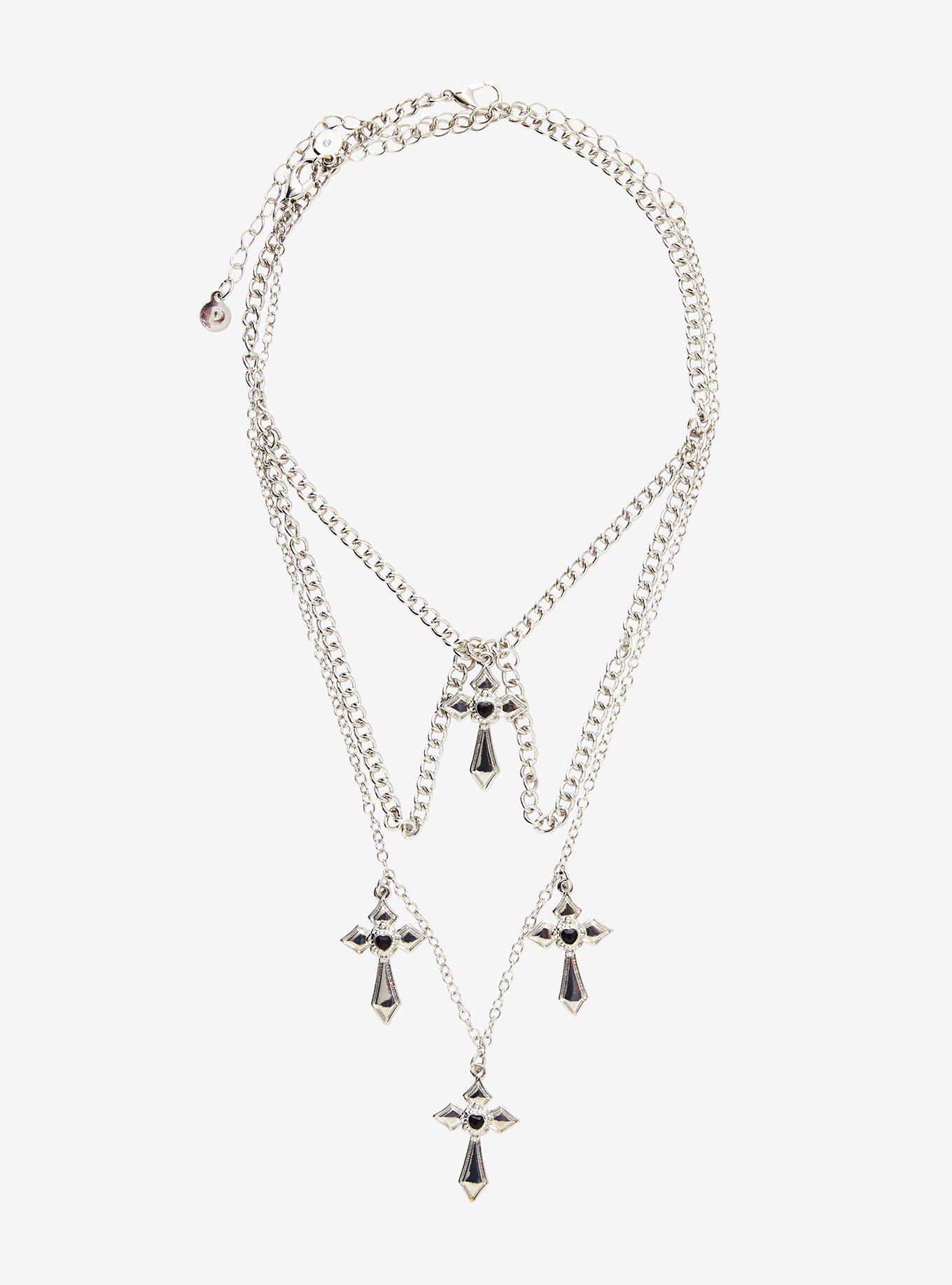 Social Collision Gothic Cross Tiered Necklace, , alternate - view 4