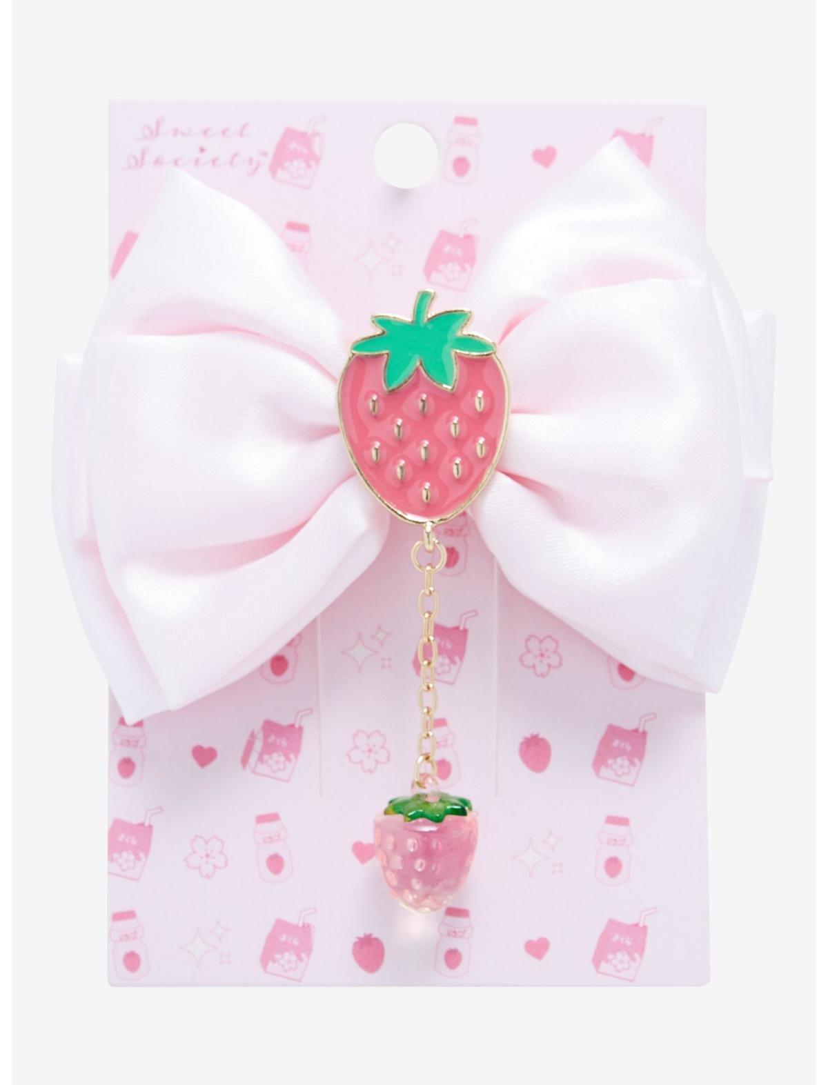 Strawberry Charm Hair Bow, , alternate
