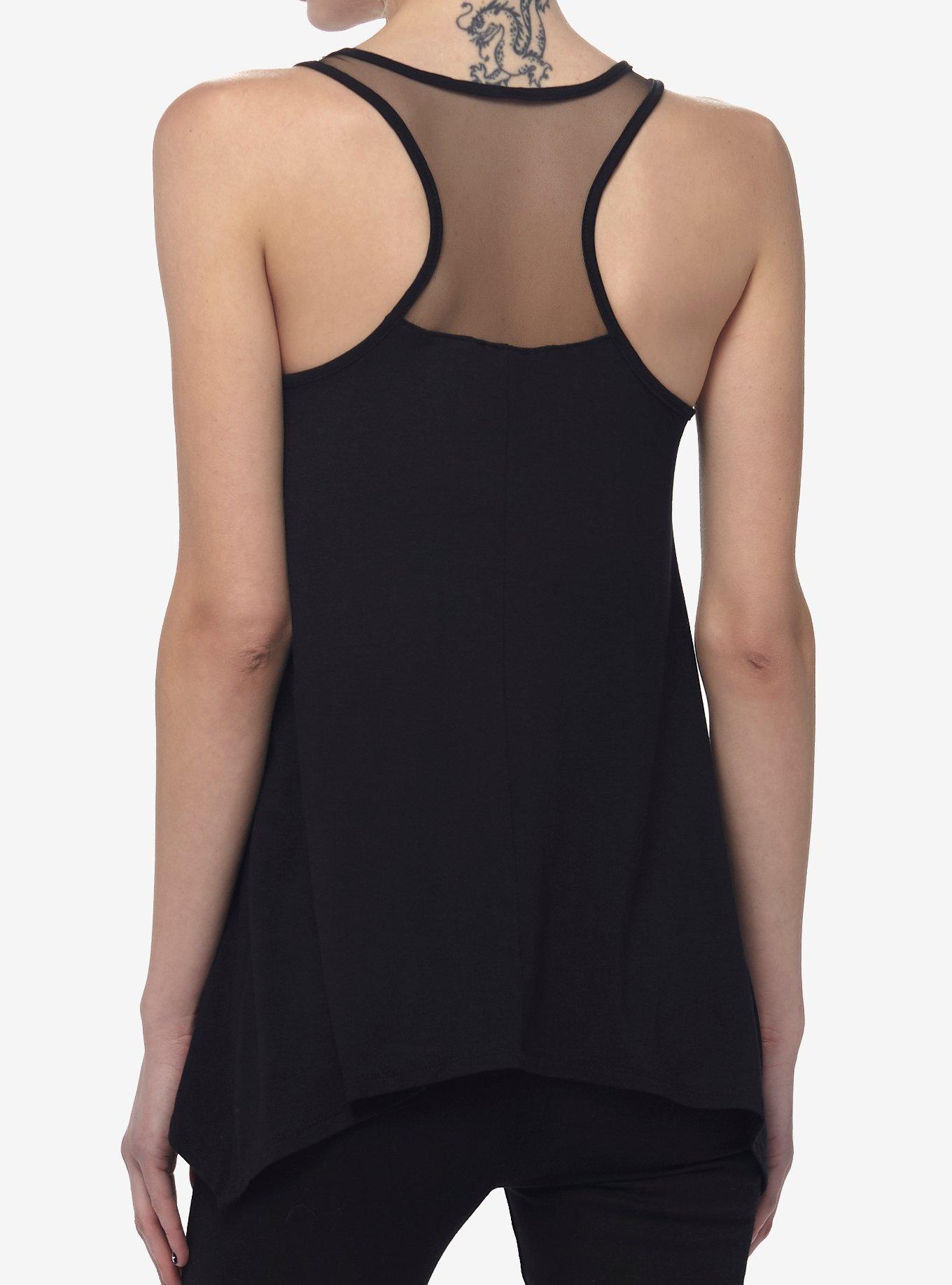 Mushroom Moon Phase Shark Bite Girls Tank Top, BLACK, alternate